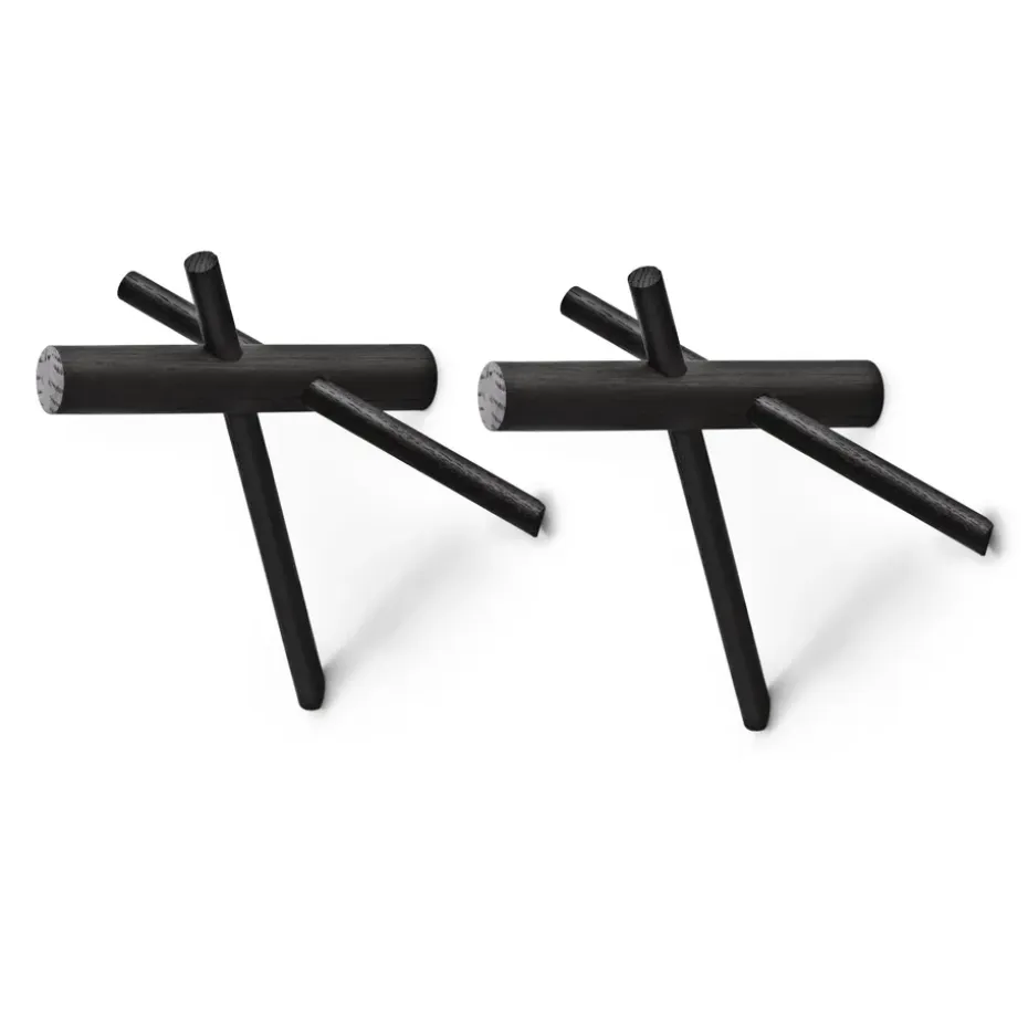 2 percheros Sticks, set de 2, negro