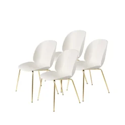 4 Sillas Beetle, Alabaster white-patas de latón
