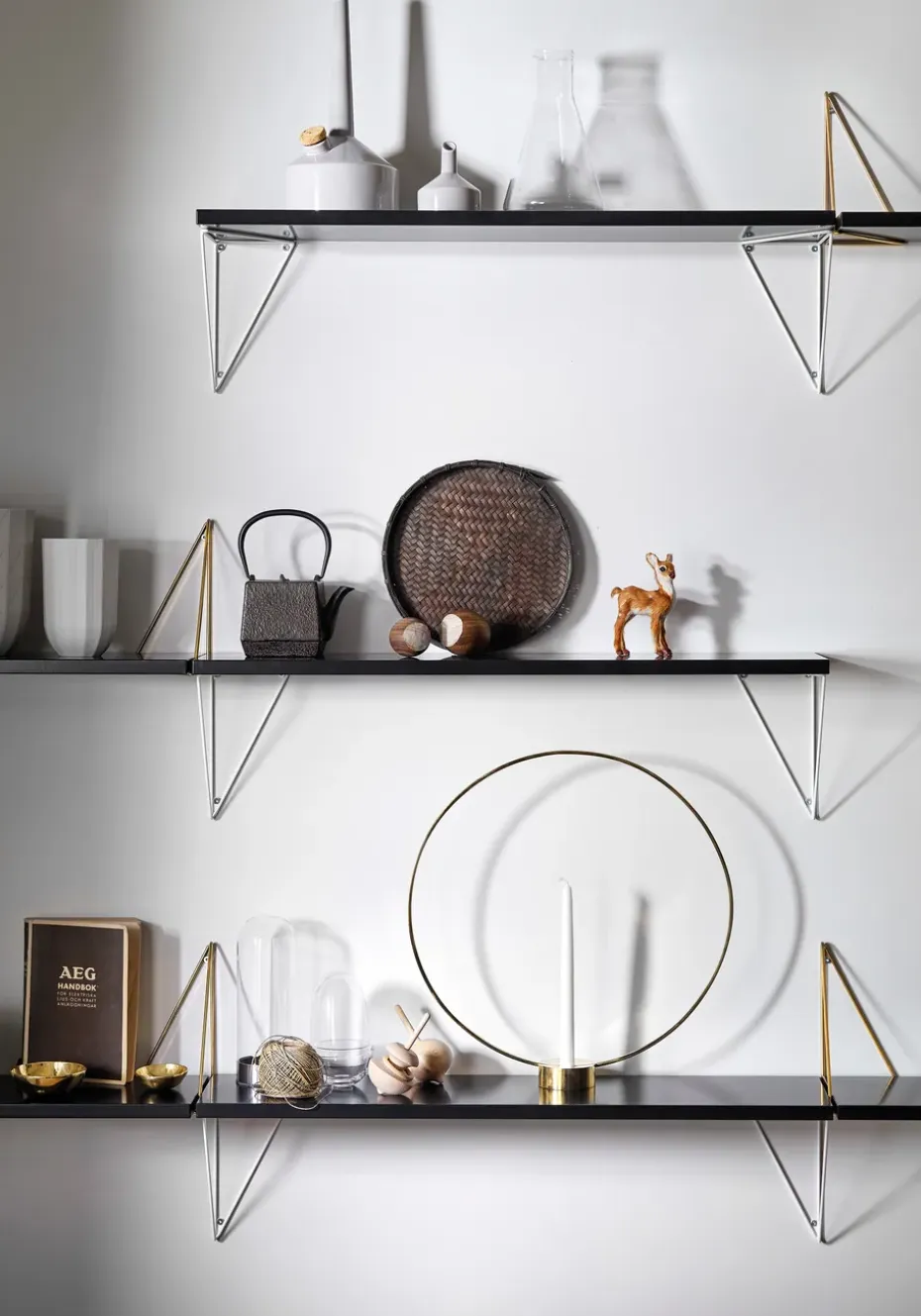 2 Soportes para balda Pythagoras, latón