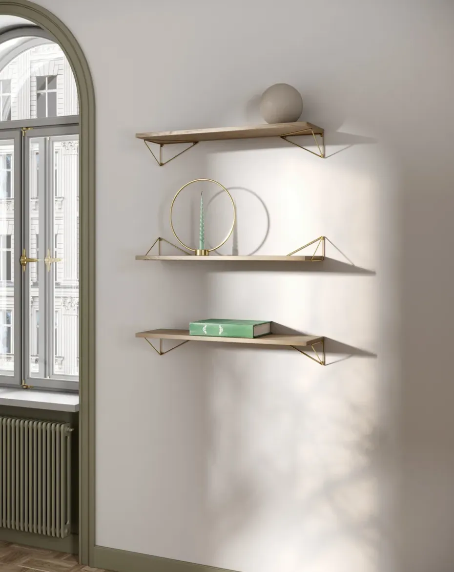 2 Soportes para balda Pythagoras, latón