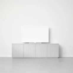 Aparador Beam, Gris claro, base de roble aceitado