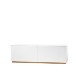 Aparador Beam, Lacado blanco, base de roble aceitado