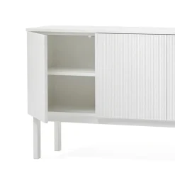 Aparador Beam, Lacado blanco, base de roble aceitado