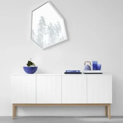 Aparador Beam, Lacado blanco, base de roble aceitado blanco