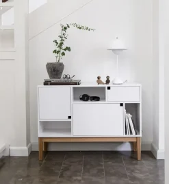 Aparador Citti 6x3, White, base de roble lacado mate