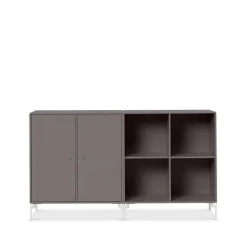 Aparador Pair, Coffee 35, patas lacadas en blanco