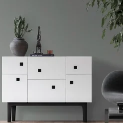 Aparador Peep C2, Blanco, lacado negro