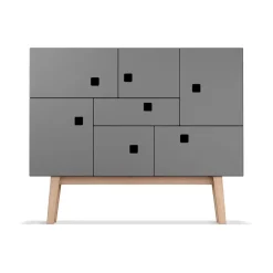 Aparador Peep C1, Slate grey, retro, base de roble