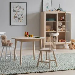 Aparador Prio alto, Abedul aceitado blanco, puerta de vidrio