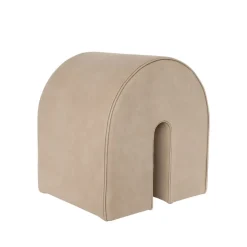 Asiento puf Curved, Cuero marrón claro