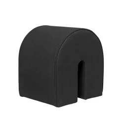Asiento puf Curved, Cuero negro