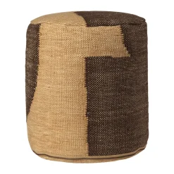 Asiento puf Forene cylinder pouf Ø38x42 cm, Tan-Chocolate
