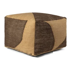 Asiento puf Forene square pouf 60x60x40 cm, Tan-Chocolate