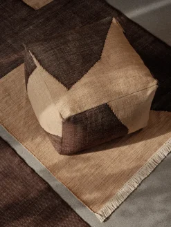 Asiento puf Forene square pouf 60x60x40 cm, Tan-Chocolate