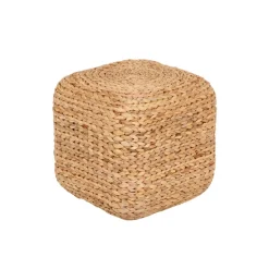 Asiento puf Lily, Natural, jacinto de agua, cuadrado