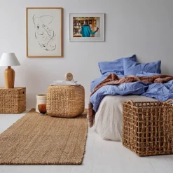 Asiento puf Lily, Natural, jacinto de agua, cuadrado