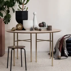 Asiento puf Puff Round, Tela faded velvet 26 beige