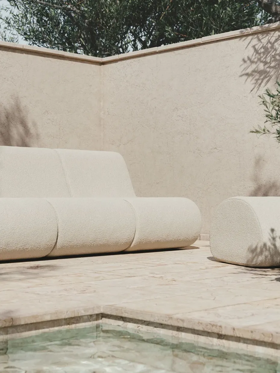 Asiento puf Rouli pouf pure bouclé, Off-white