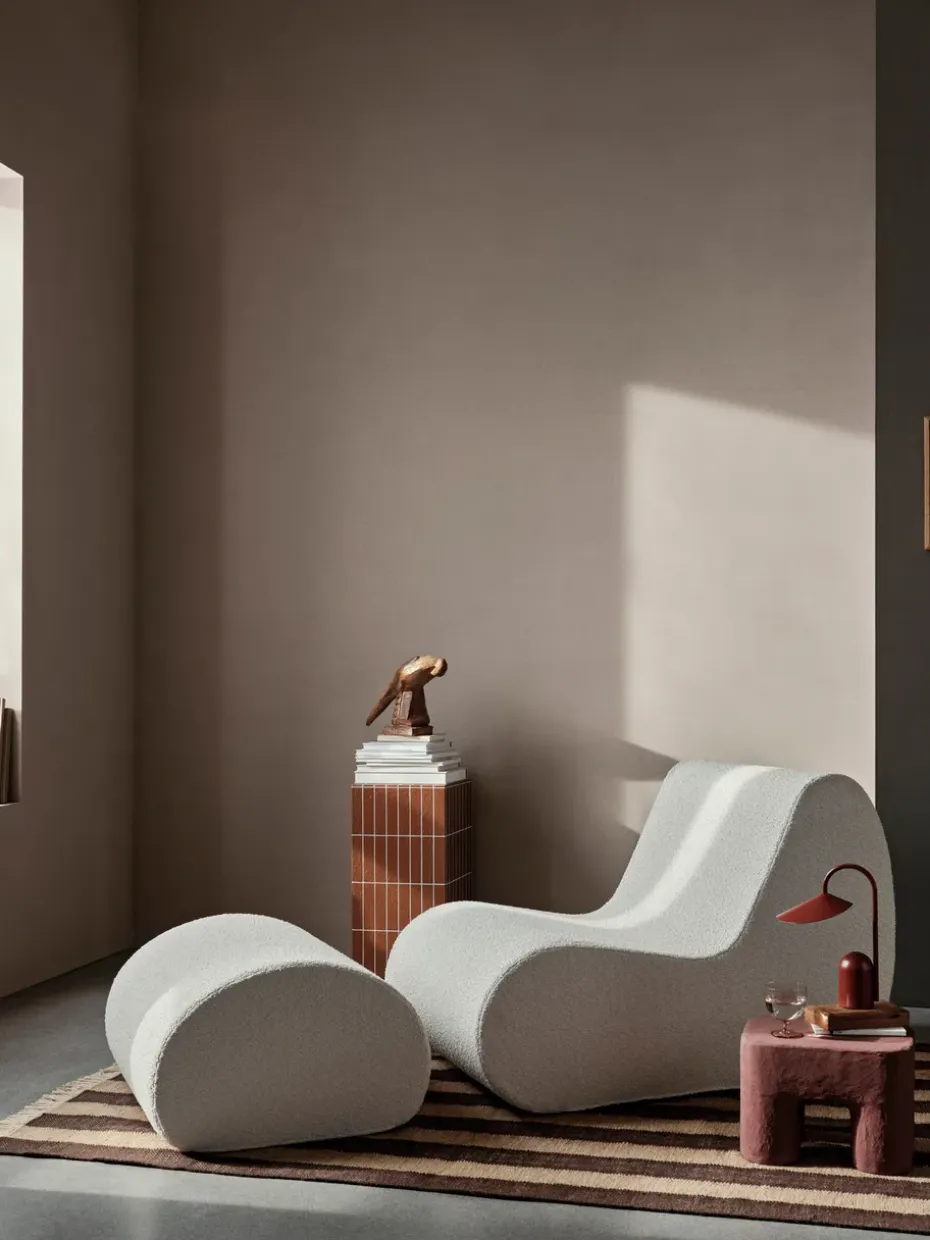 Asiento puf Rouli pouf pure bouclé, Off-white