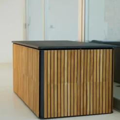 Baúl exterior Combine, Teak, lava grey, pequeño