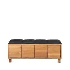 Banco 6, Cuero negro, cuerpo de roble aceitado