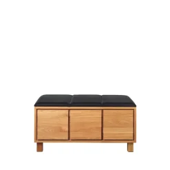 Banco 6, Cuero negro, cuerpo de roble aceitado