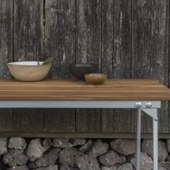 Banco 8, Roble lacado blanco-estructura de acero galvanizado en caliente