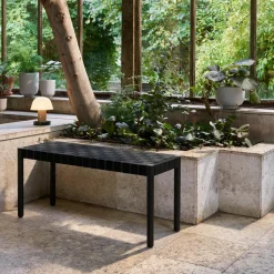 Banco Betty TK4, Black, asiento de banda de lino trenzada natural