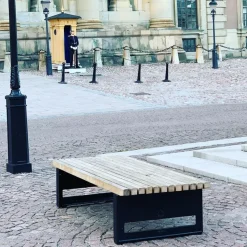 Banco Block, Caoba, ancho, soporte negro