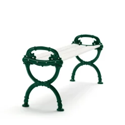 Banco Byarum, Pino lacado blanco, soporte verde