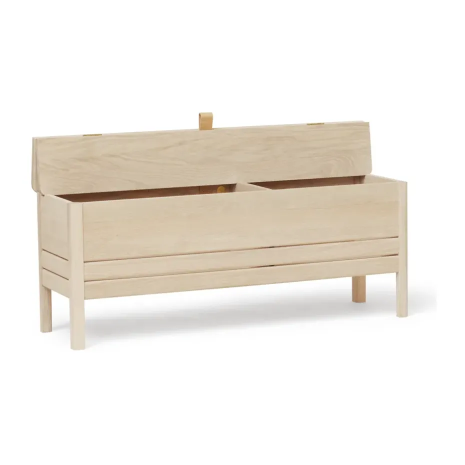 Banco con almacenamiento A Line 111 cm, Roble blanco