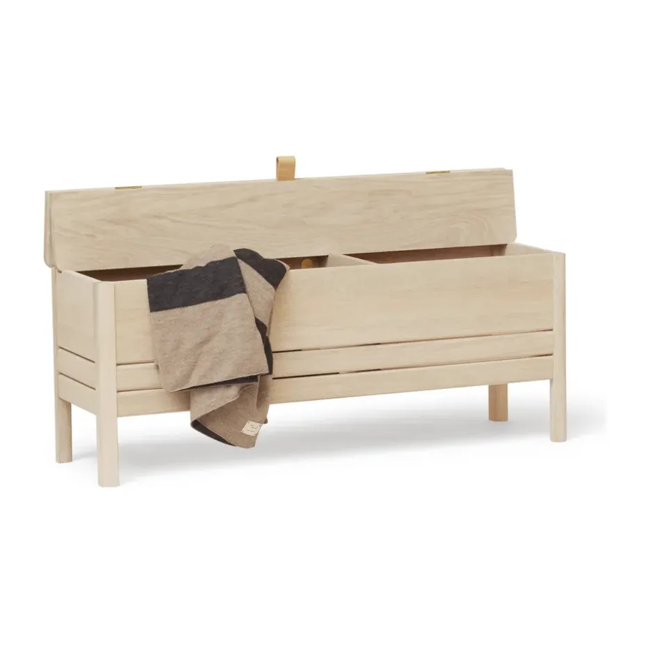 Banco con almacenamiento A Line 111 cm, Roble blanco
