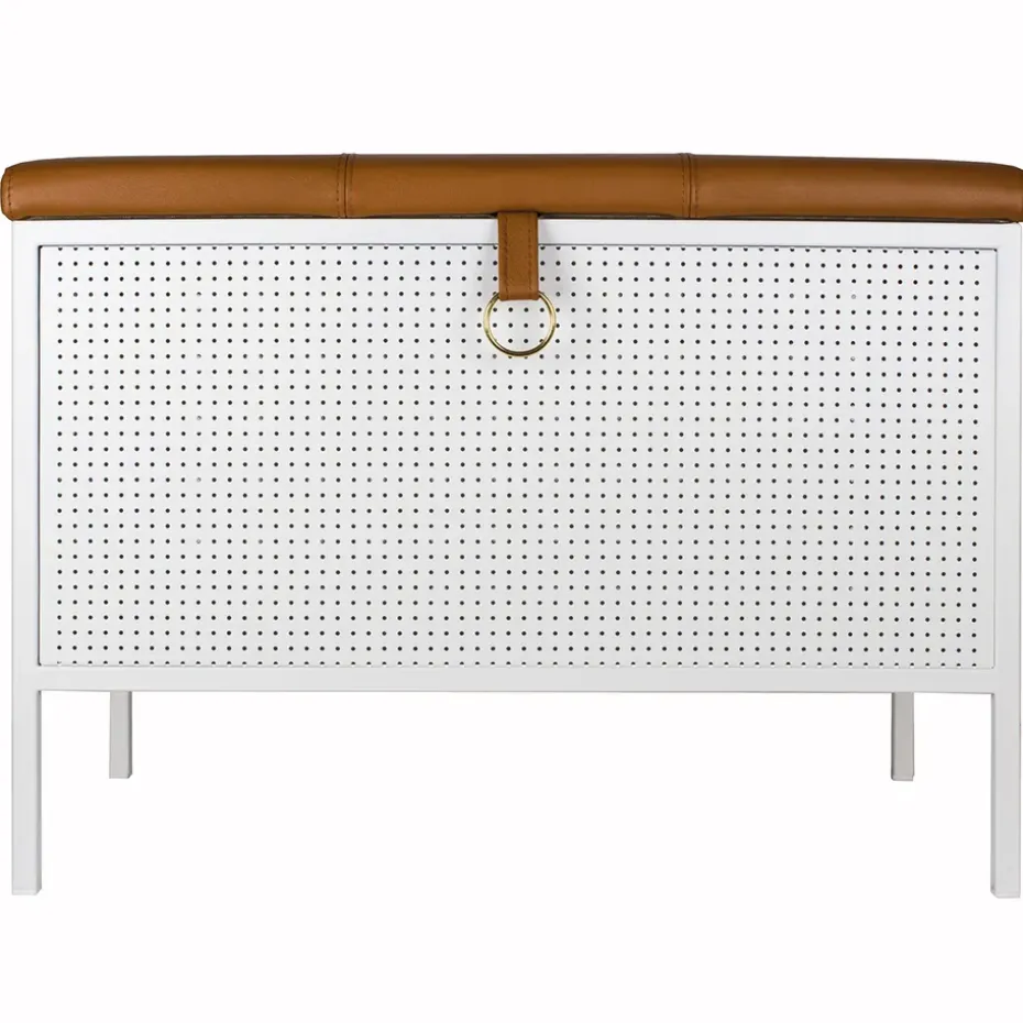 Banco con cajón Frank, Blanco-coñac