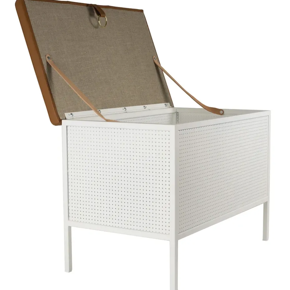 Banco con cajón Frank, Blanco-coñac