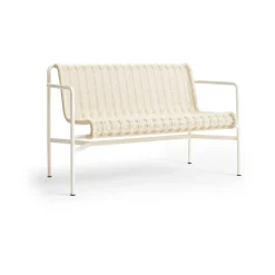 Banco con reposabrazos Palissade Cord Dining, Cream white