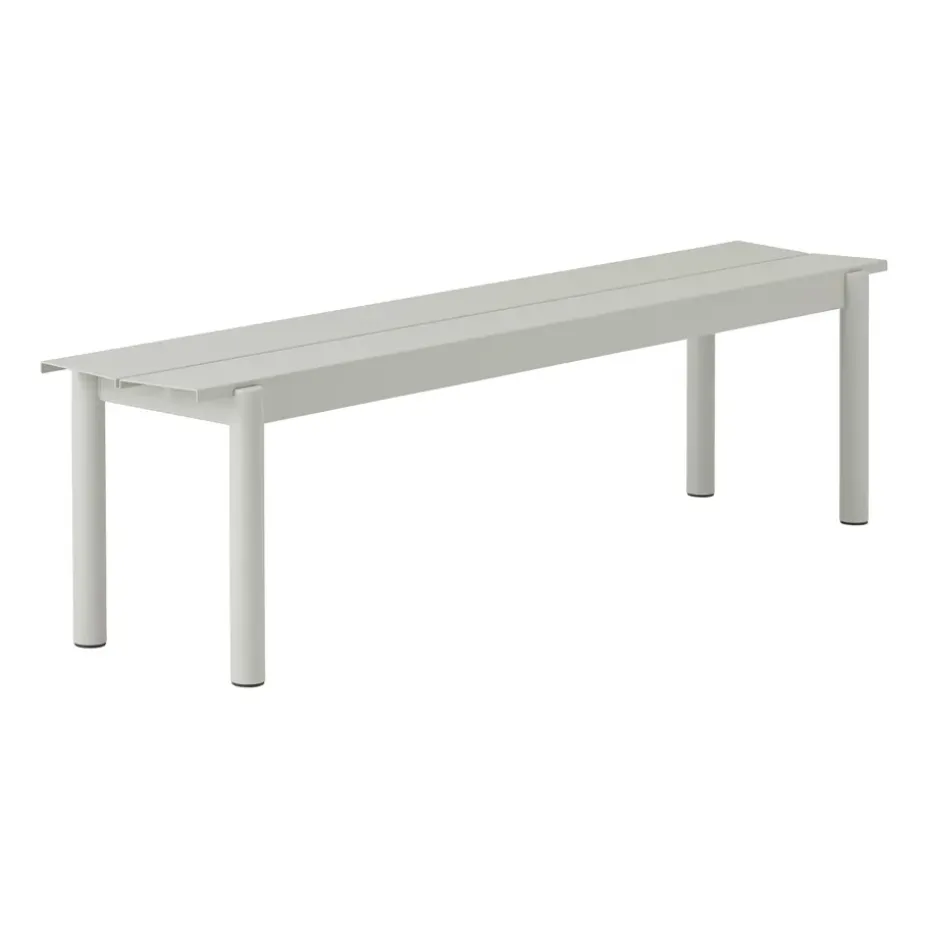 Banco de acero Linear steel bench 170 cm, grey (RAL 7044)