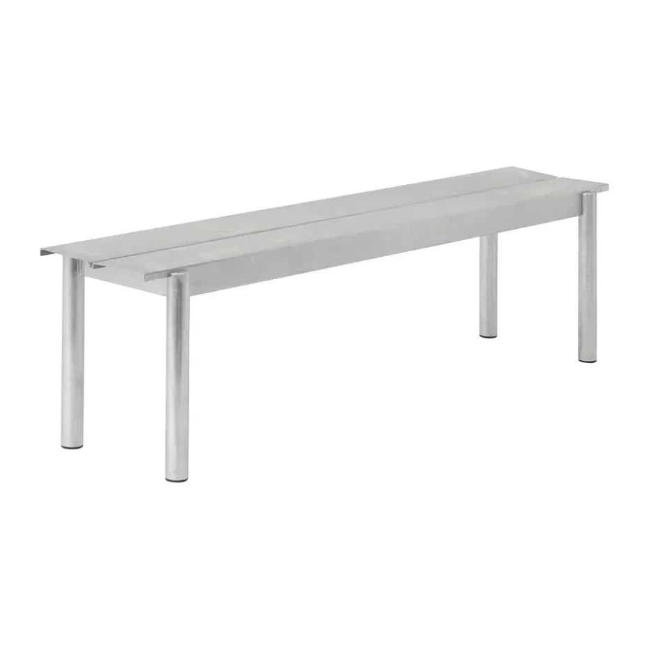Banco de acero Linear steel bench 170 cm, Warm galvanized steel