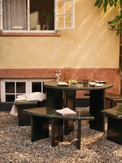 Banco Deya curved, Dark green, 110x40x45,5 cm