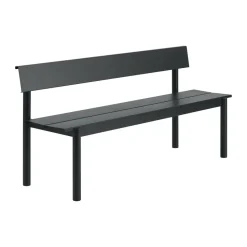Banco Linear Steel con respaldo, Negro, 170×34 cm