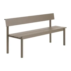 Banco Linear Steel con respaldo, Topo, 170x34 cm