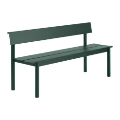 Banco Linear Steel con respaldo, Verde oscuro, 170×34 cm