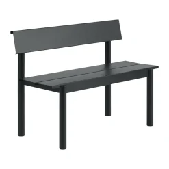 Banco Linear Steel con respaldo, Negro, 110×34 cm