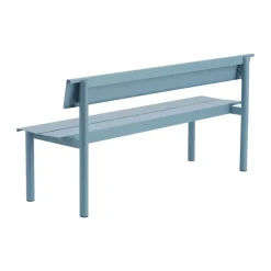 Banco Linear Steel con respaldo, Azul pálido, 170x34 cm