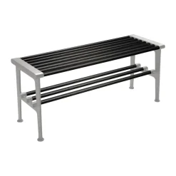 Banco Nostalgi 100 cm, Roble teñido de negro-aluminio