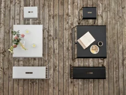 Banco para exteriores A-bench con estante de 45 cm, Soft Grey