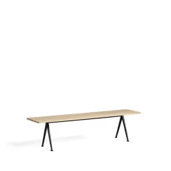 Banco Pyramid, Oak mate lacado-190 cm-estructura de acero negra