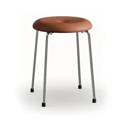 Banco Taburett, Cuero cognac–estructura cromada, 45 cm