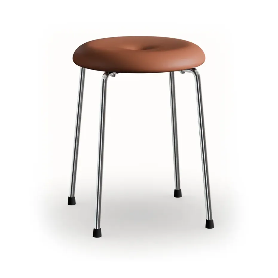 Banco Taburett, Cuero cognac–estructura cromada, 45 cm