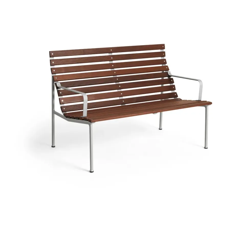 Banco Traverse Lounge con reposabrazos, Fresno aceitado