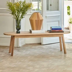 Banco Triangle Leg, roble lacado al agua, 150 cm